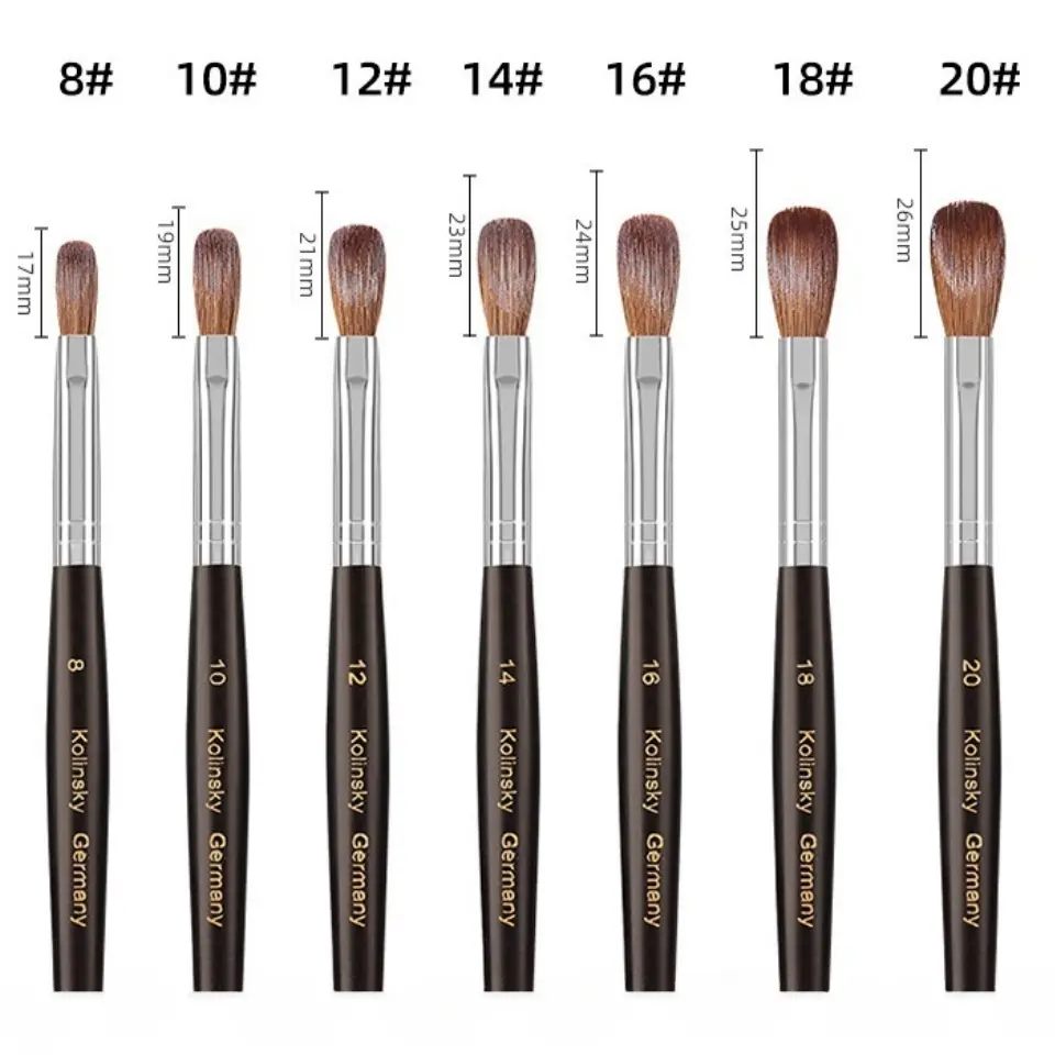 100% Kolinsky Hair Acrylic Nail Brush, Nail Art Brushes with Black Wood Handle, Acrylic Nail Tools for Beginner