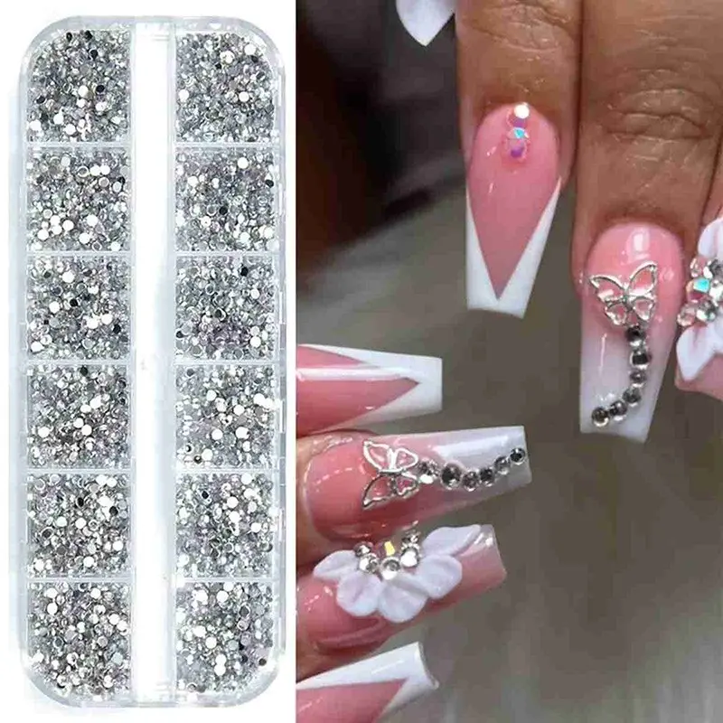 Nails Art Multi-Size Flat Back Acrylic Rhinestones 3D Crystal DIY Decorations Glitter Crystal Gem Manicure Accessories With Twee