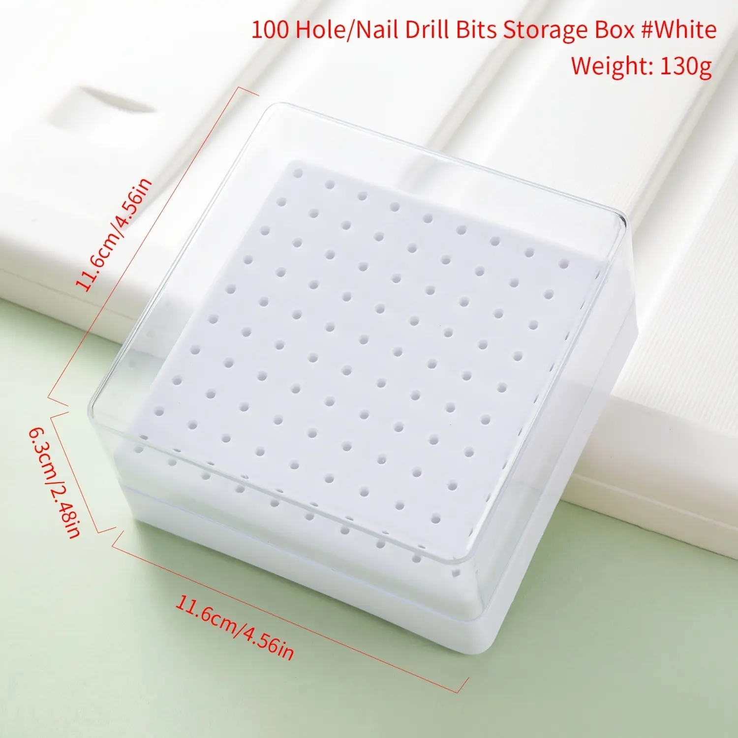 30/100 Hole 1PC of Various Styles Portable Organizer for Storing And Organizing Nail Drill Bits, Featuring a Dustproof Base