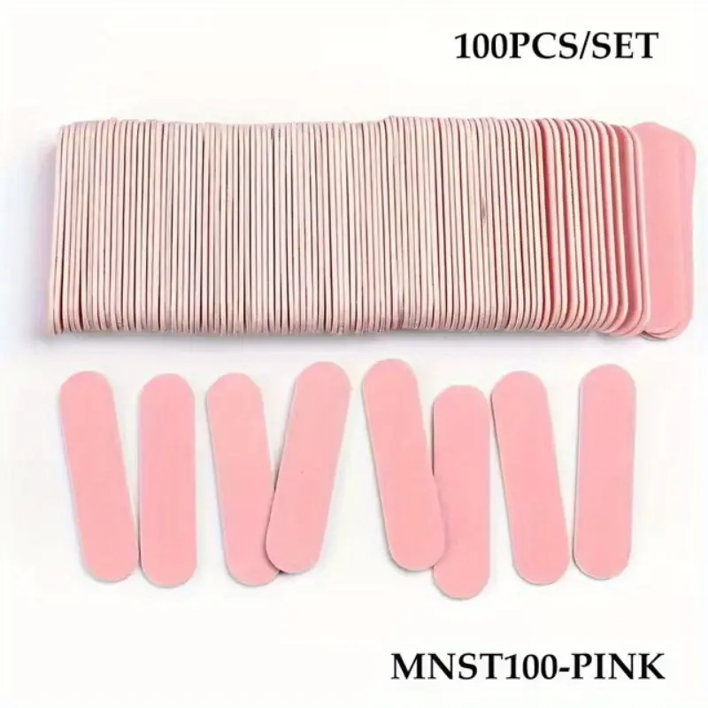 100 Pcs Double Side Wood Nail Files Disposable Mini Wooden File Emery Board Colorful Sandpaper Grinding Polishing Manicure Tools