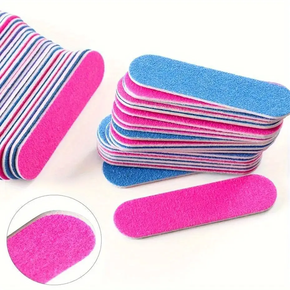 100 Pcs Double Side Wood Nail Files Disposable Mini Wooden File Emery Board Colorful Sandpaper Grinding Polishing Manicure Tools