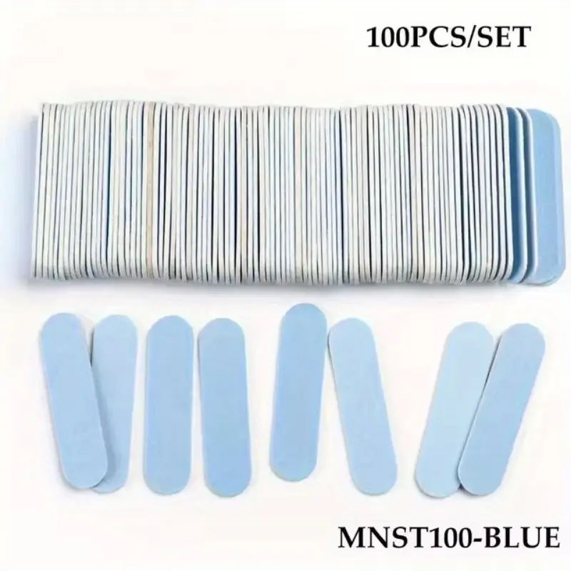 100 Pcs Double Side Wood Nail Files Disposable Mini Wooden File Emery Board Colorful Sandpaper Grinding Polishing Manicure Tools