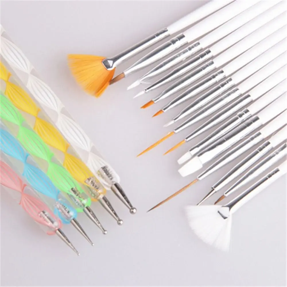 21PCS Professional Nail Art Brush Set Design Tip Acrylic UV Gel Lines Painting Drawing Carving Dotting Pen DIY Manicure Tool