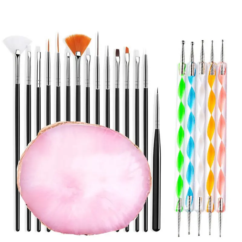 21PCS Professional Nail Art Brush Set Design Tip Acrylic UV Gel Lines Painting Drawing Carving Dotting Pen DIY Manicure Tool