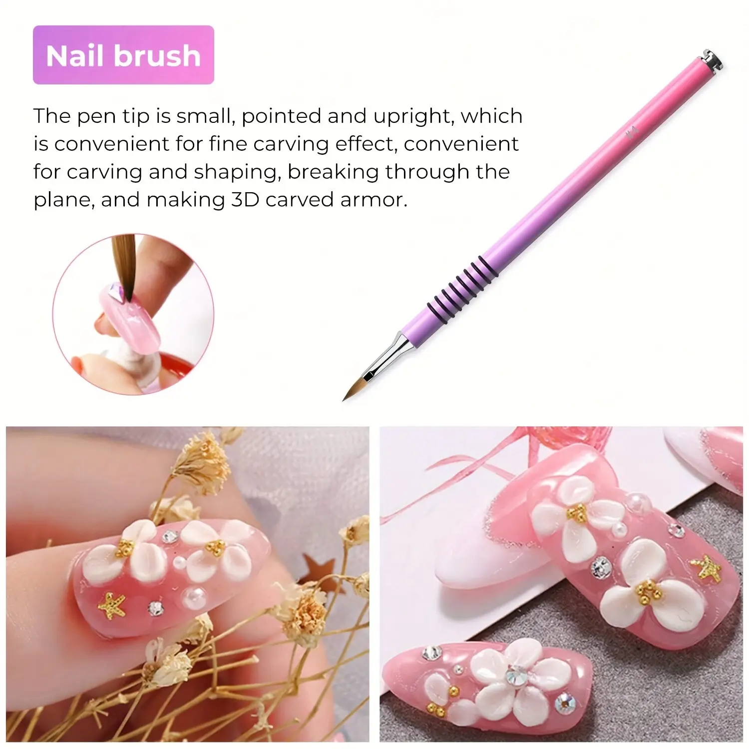 Profession Nail Art Acrylic Extension Builder Petal Flower Painting Drawing Brush Manicure Tools