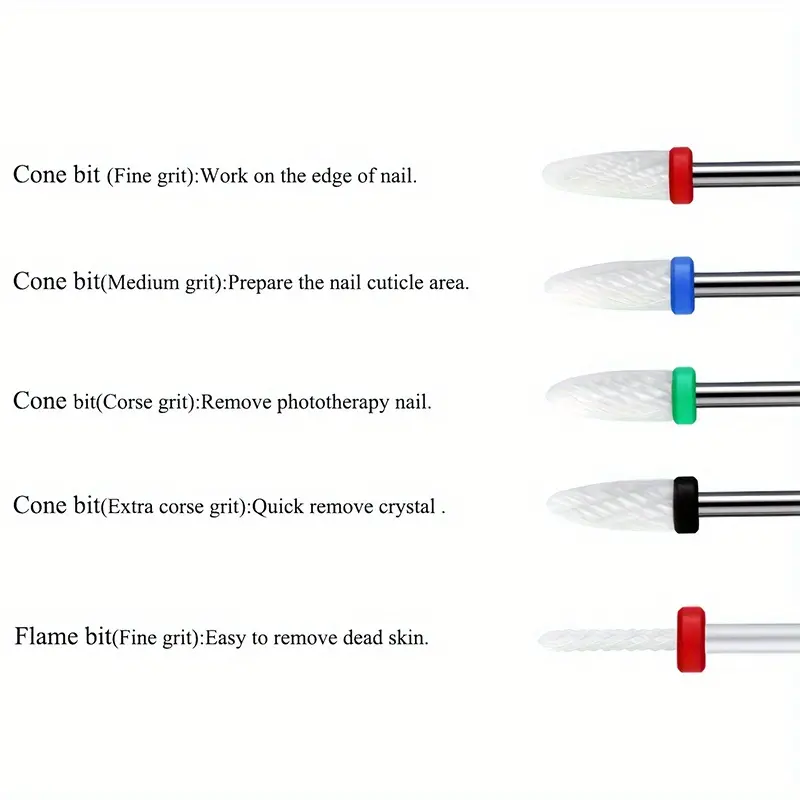 3/32 10PCS/SET of Ceramic Nail Drill Bit SET, Professional Rotary Burrs Electric Manicure Pedicure，Suitable for Acrylic Gel
