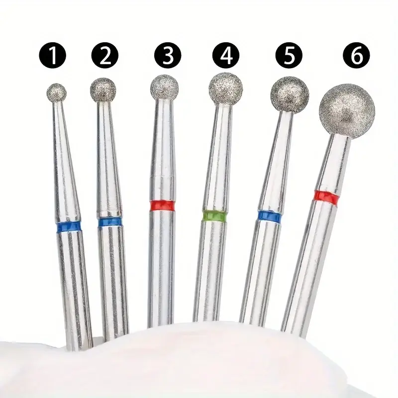 Kit-6 Professional Diamond Nail Drill Bit Set, Unscented Rotary Burrs for Electric Nail Drill Machine Manicure Pedicure Tools,