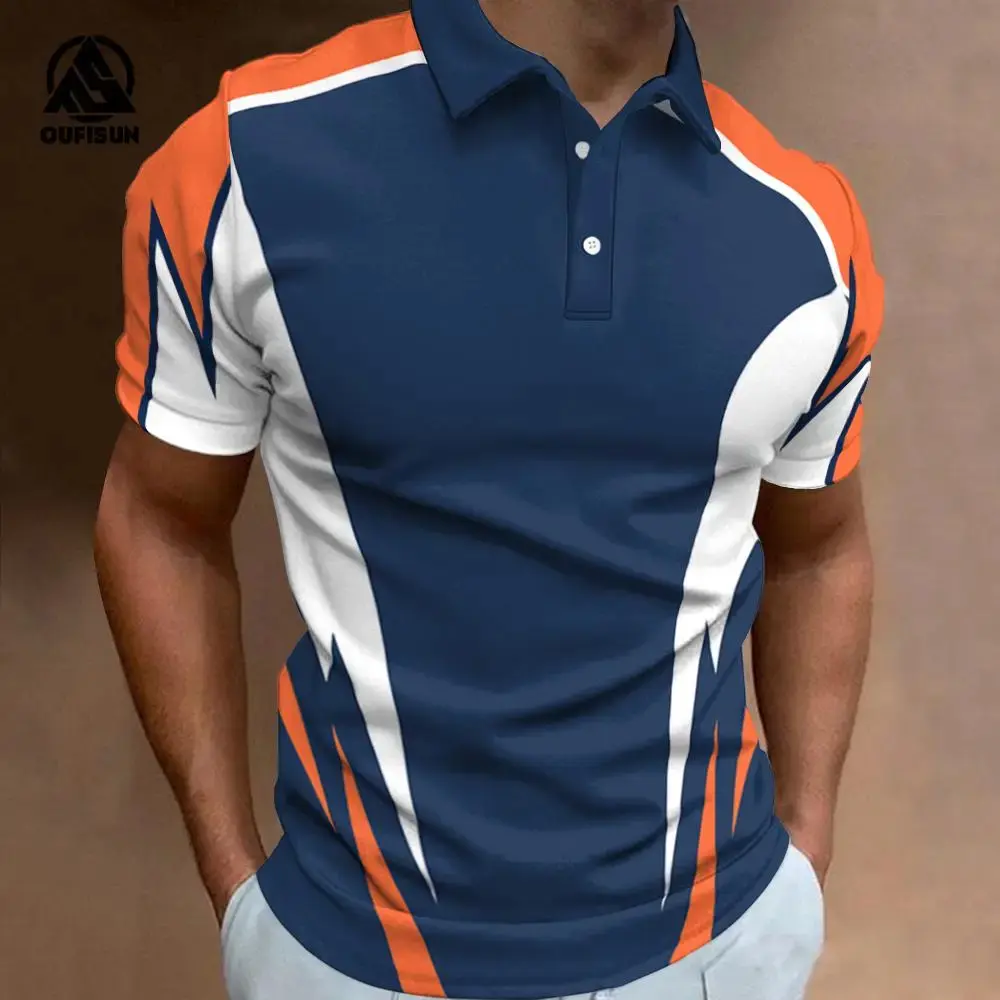 Fashion Men's Polo Shirt Summer Casual Short Sleeve Buttons Tops New Street Sports Style Oversized Clothing Pullover Golf Wear