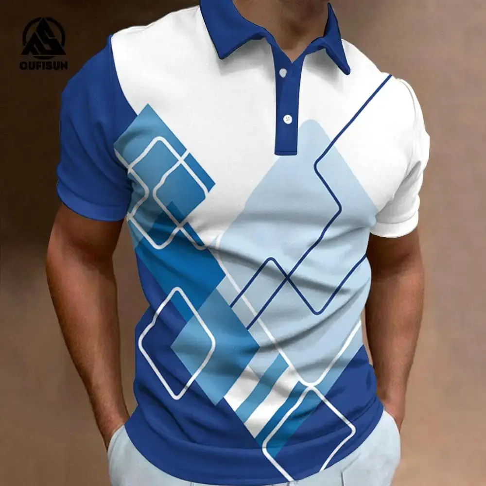 Fashion Men's Polo Shirt Summer Casual Short Sleeve Buttons Tops New Street Sports Style Oversized Clothing Pullover Golf Wear