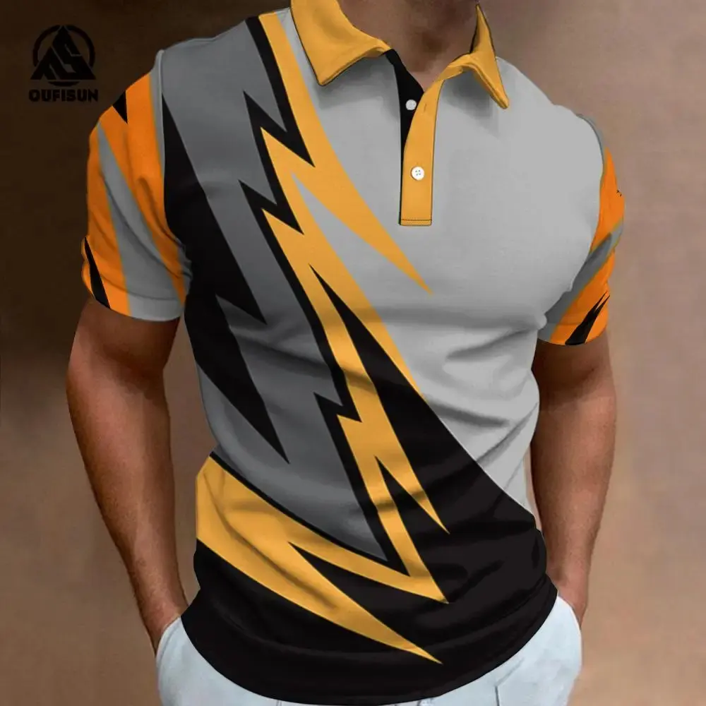 Fashion Men's Polo Shirt Summer Casual Short Sleeve Buttons Tops New Street Sports Style Oversized Clothing Pullover Golf Wear