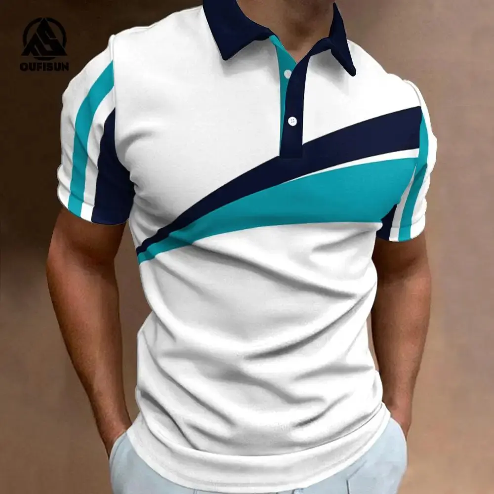 Fashion Men's Polo Shirt Summer Casual Short Sleeve Buttons Tops New Street Sports Style Oversized Clothing Pullover Golf Wear