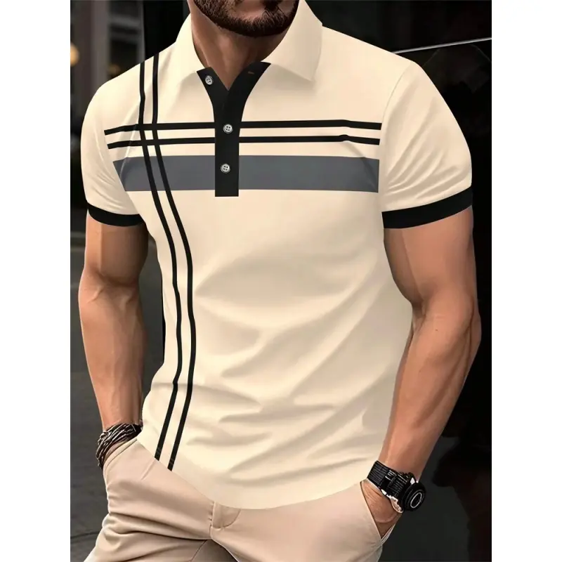 Fashion 3D Printed Colorful Stripes Polo Shirt For Men Pattern Short Sleeves Tees Summer Casual Lapel Tops Oversized Polo Shirts