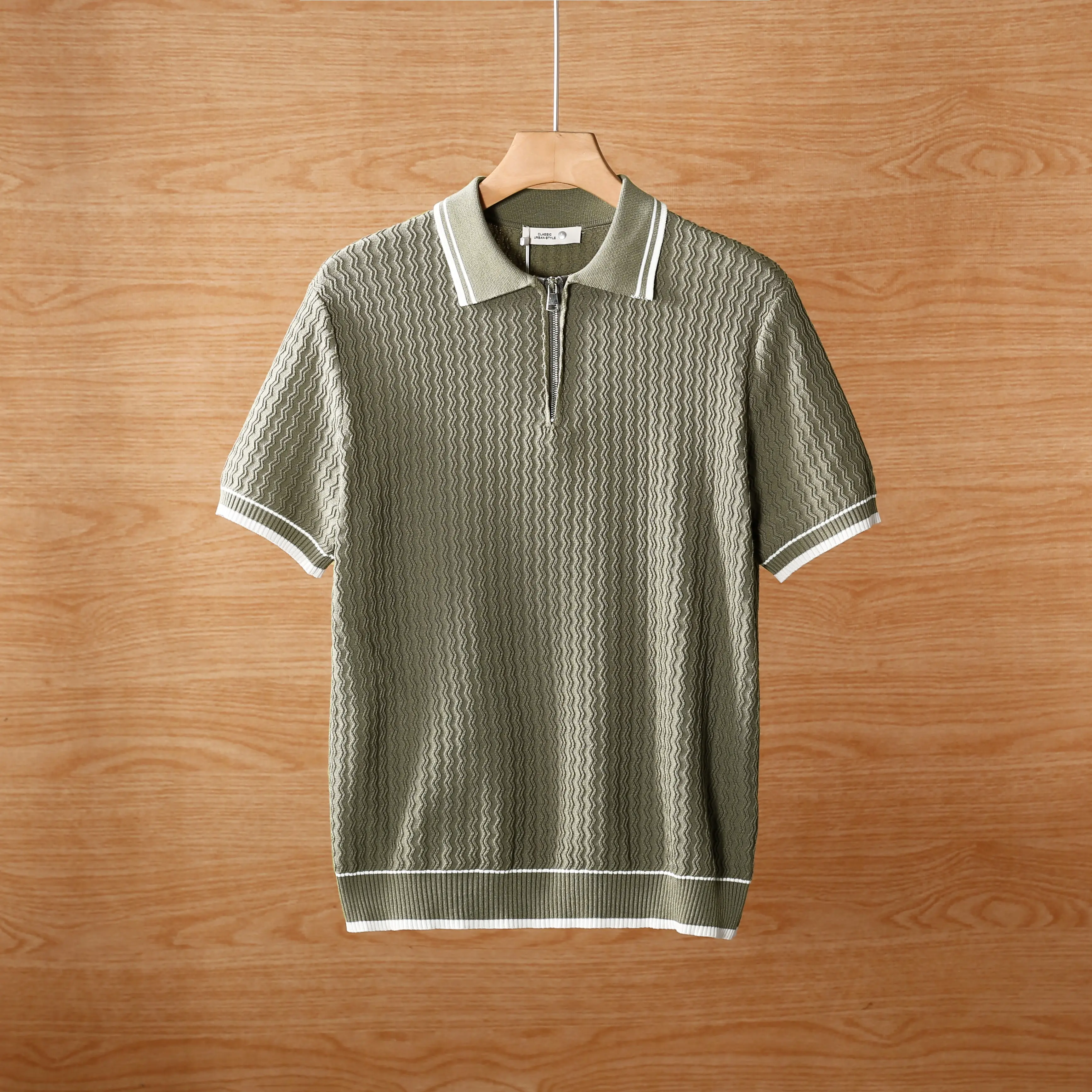 Wu Ye Knitted Polo Shirt Short Sleeve Men's Summer New Style Hooded Collar Fashion Versatile Breathable Thin Style American Casu
