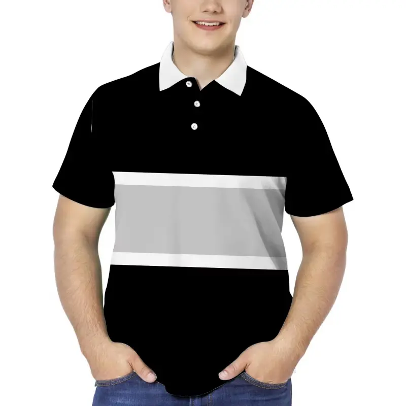 3D Printed Colorful Geometry Polo Shirt For Men Stripe Splicing Pattern Tees Summer Street Loose Short Sleeve Top Lapel T-Shirts
