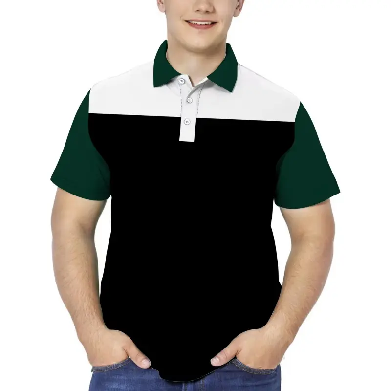 3D Printed Colorful Geometry Polo Shirt For Men Stripe Splicing Pattern Tees Summer Street Loose Short Sleeve Top Lapel T-Shirts