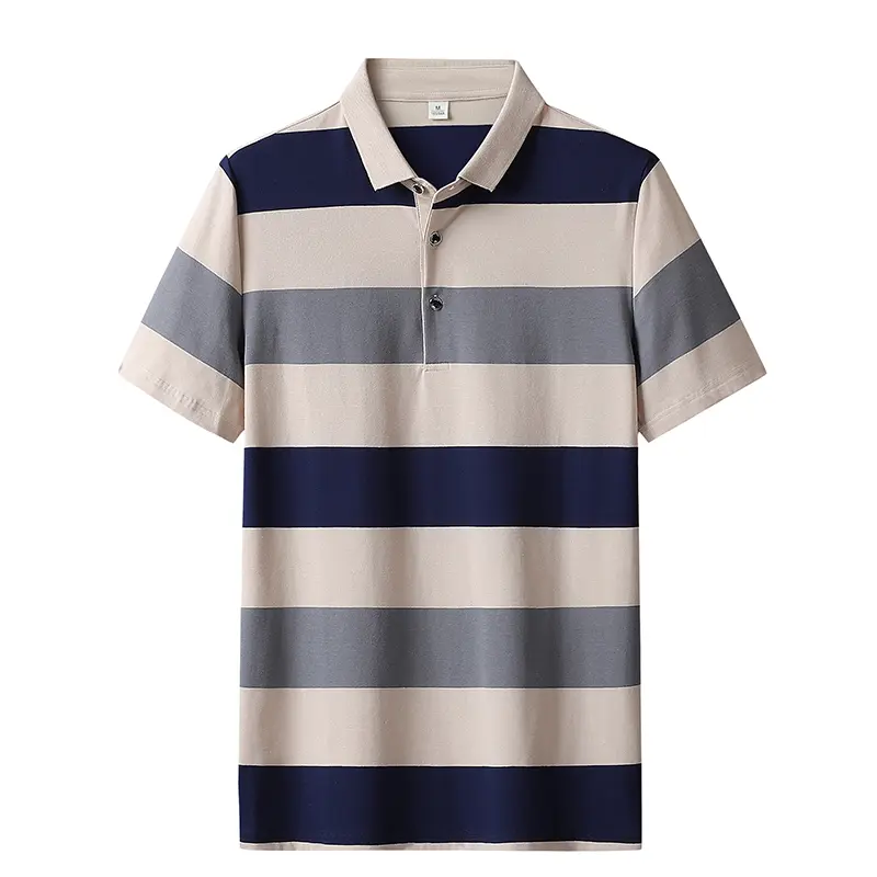 Men'S Classic Striped Polo Shirt 95% Cotton Short Sleeve 2025 Summer Plus Oversize 4XL