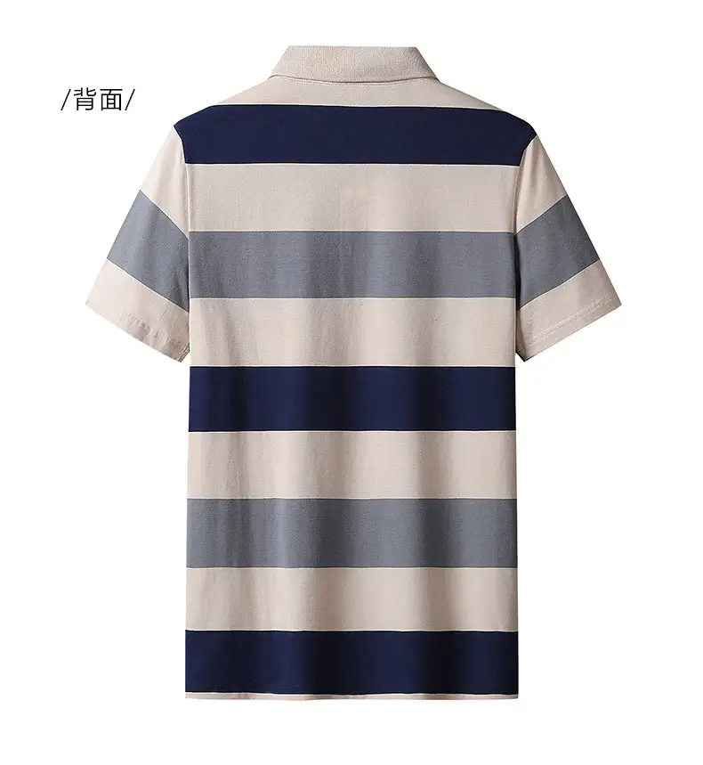 Men'S Classic Striped Polo Shirt 95% Cotton Short Sleeve 2025 Summer Plus Oversize 4XL