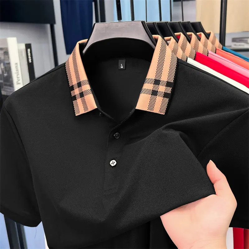 High quality striped lapel short sleeve T-shirt men's summer comfort fashion trend loose casual new breathable luxury polo shirt