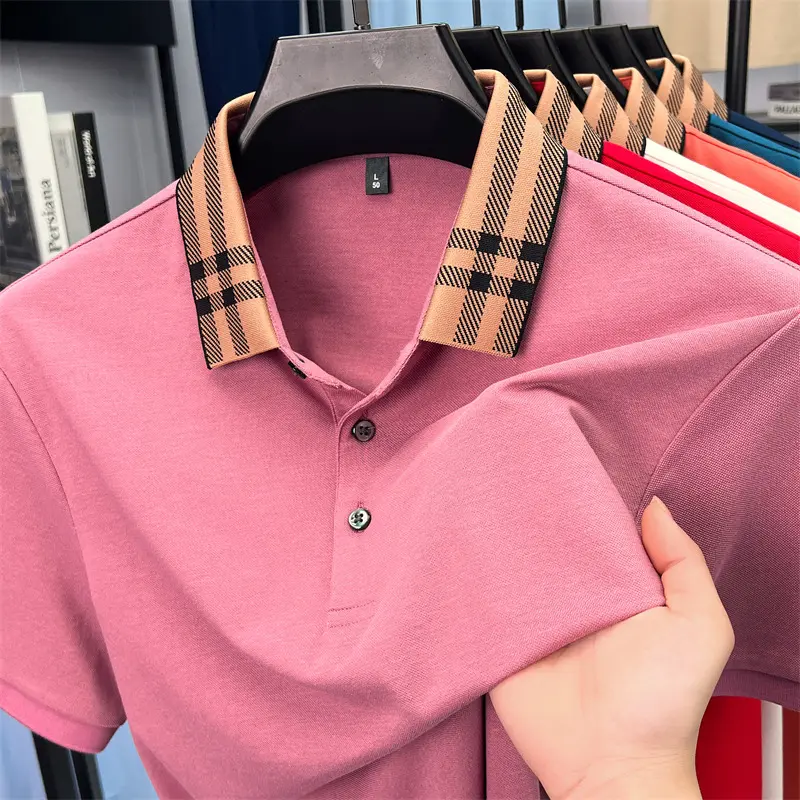 High quality striped lapel short sleeve T-shirt men's summer comfort fashion trend loose casual new breathable luxury polo shirt