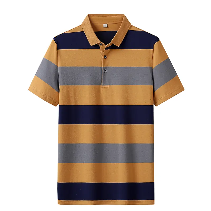 Men'S Classic Striped Polo Shirt 95% Cotton Short Sleeve 2025 Summer Plus Oversize 4XL