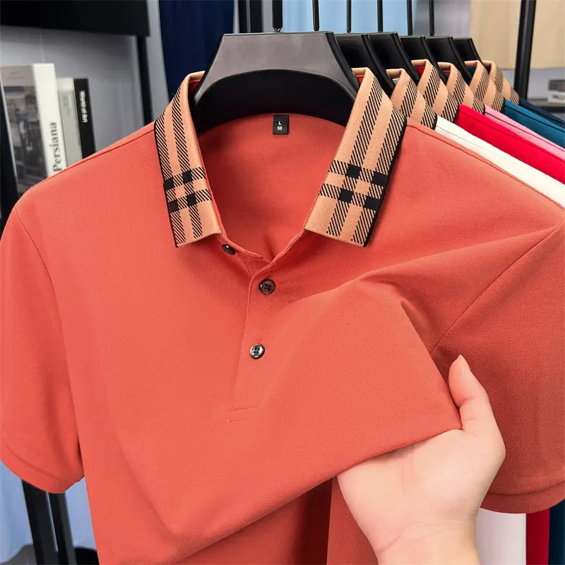 High quality striped lapel short sleeve T-shirt men's summer comfort fashion trend loose casual new breathable luxury polo shirt