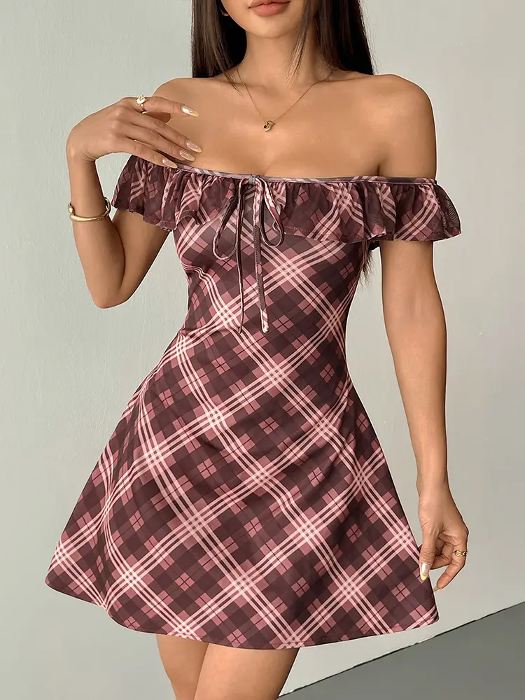 Women A-Line Dresses New Streetwear Fashion Geometric Print Lace-Up Dress Sexy Elegant Female Backless Dress Club Party Clothing