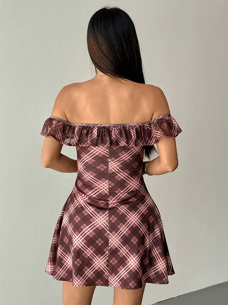 Women A-Line Dresses New Streetwear Fashion Geometric Print Lace-Up Dress Sexy Elegant Female Backless Dress Club Party Clothing