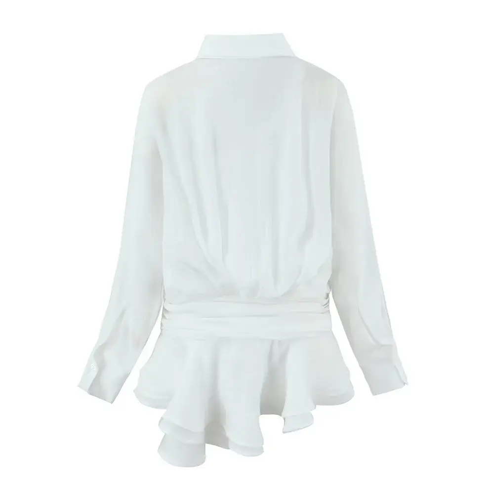 Autumn New Product Women's Fashion Style Slimming Collar Long Sleeve Shirt Decoration Short Dress