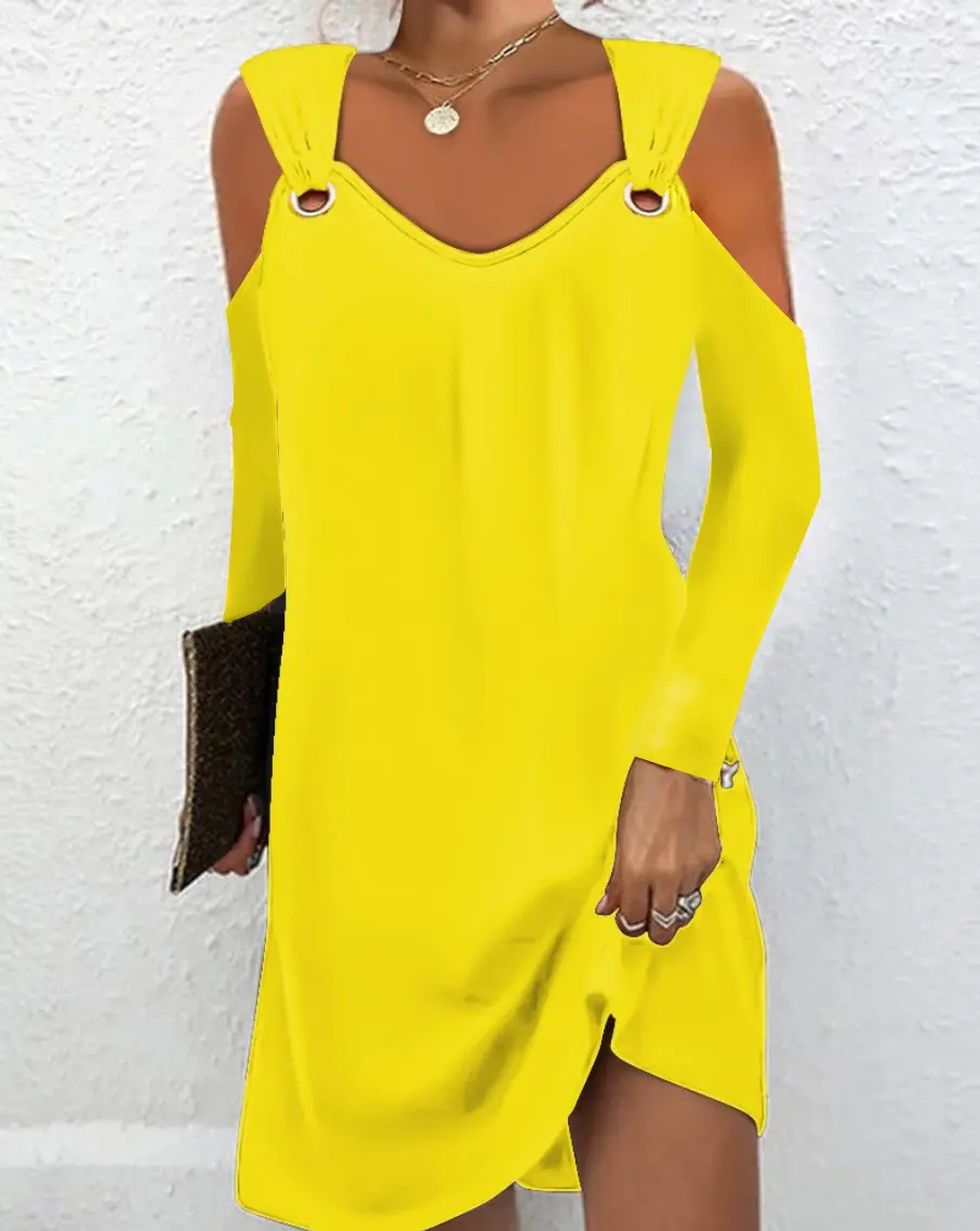 Long Sleeve Elegant Skinny Office Lady Mini Dress Women Sexy deep V Off ShoulderBlack Package Hip Bodycon Dresses Casual Robe
