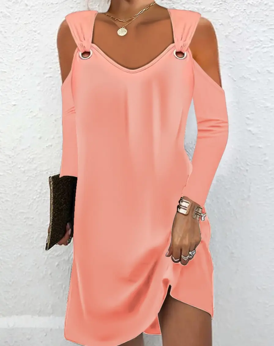 Long Sleeve Elegant Skinny Office Lady Mini Dress Women Sexy deep V Off ShoulderBlack Package Hip Bodycon Dresses Casual Robe