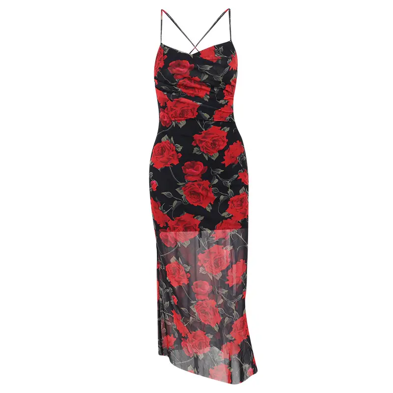 Ladies Fashion Sexy Solid Color Slip Dress Lace-up Design Sense Elegant 2025 Summer A-line Long Dress Одежда темперамента, мадам