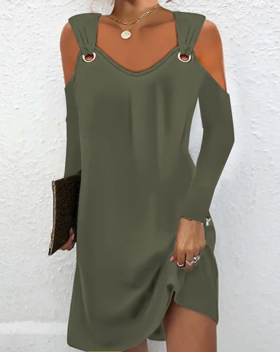 Long Sleeve Elegant Skinny Office Lady Mini Dress Women Sexy deep V Off ShoulderBlack Package Hip Bodycon Dresses Casual Robe