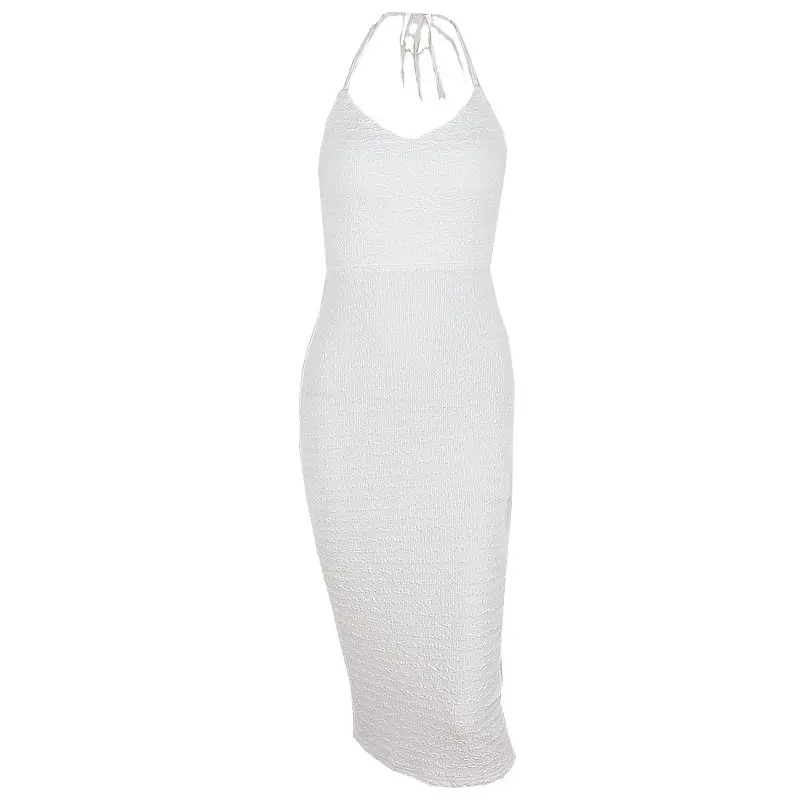 WhereMery Elegant Sleeveless Long Dresses Y2K Summer Backless Slim Low-cut Women's Dress Fashion Solid Knit Streetwear Club Robe