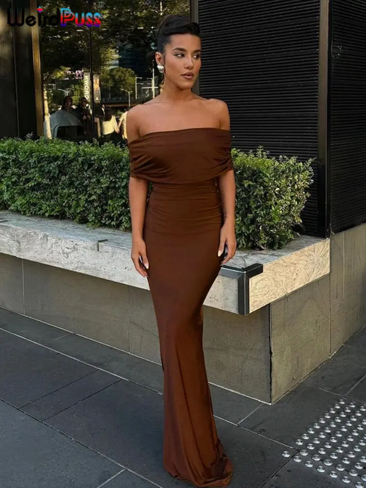 weird puss slash neck elegant solid dress women summer hollow skinny stretch maxi bodycon birthday party streetwear Vestidos