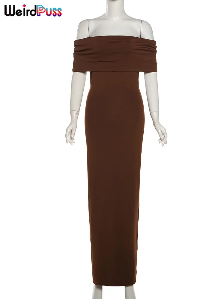 weird puss slash neck elegant solid dress women summer hollow skinny stretch maxi bodycon birthday party streetwear Vestidos