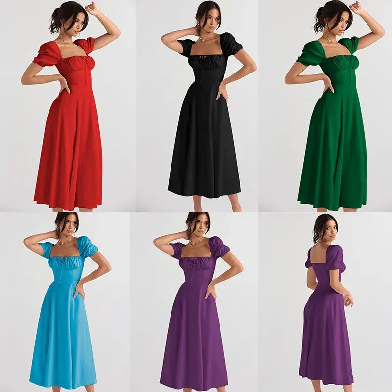Women Beach Vacation Dress French Lazy Style Dress-Solid Color Or Printed Multi-Color Spring Summer 2025 New Arrival