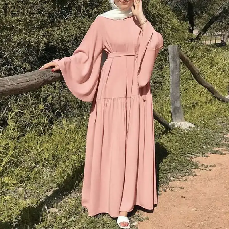 2022 Amazon Best Selling Pure Color Round Neck Long Dress With Belt Fashionable Casual Spring Autumn Dress For Women