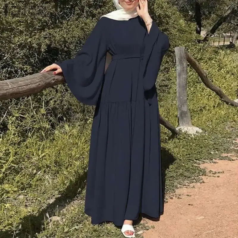 2022 Amazon Best Selling Pure Color Round Neck Long Dress With Belt Fashionable Casual Spring Autumn Dress For Women