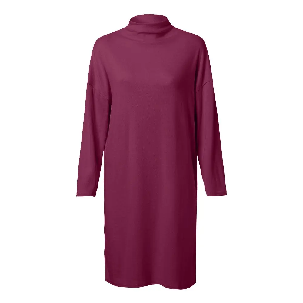 2024 Women Casual Turtleneck Long Sleeve Sexy Mini Dress Solid Color Loose Evening Party Dresses Elegant Glamorous Daily Costume