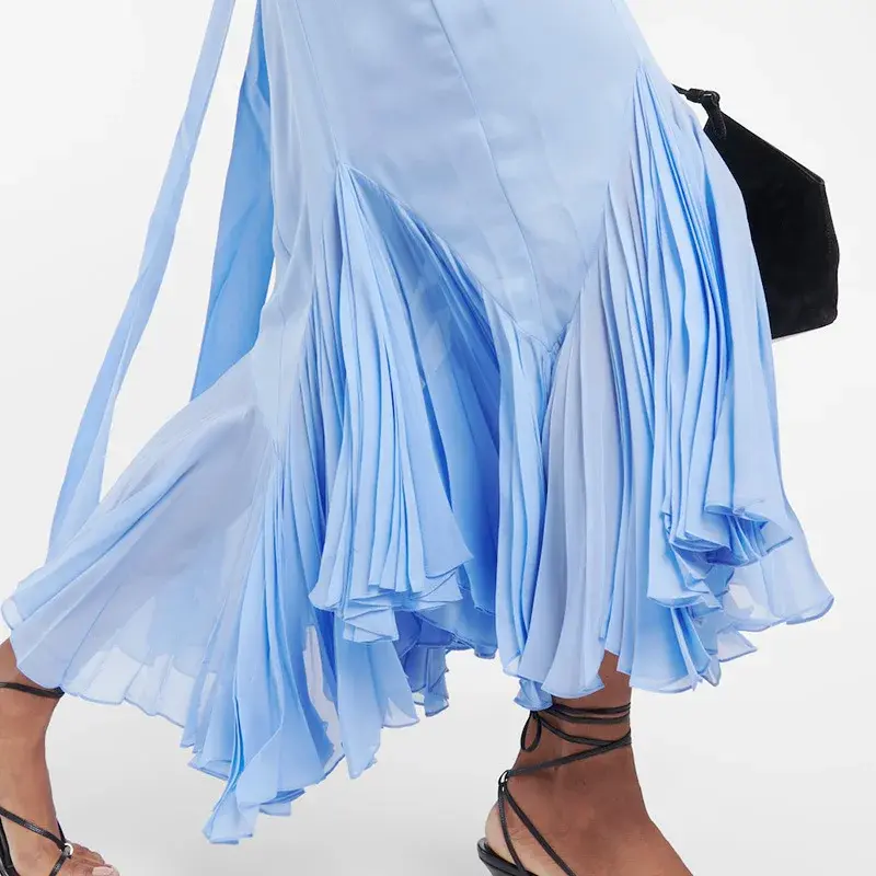 2024 Spring Summer Fashionable Women's Tank Dress Long A- Line Sexy Cross-Border Europe And America Style Clothing
