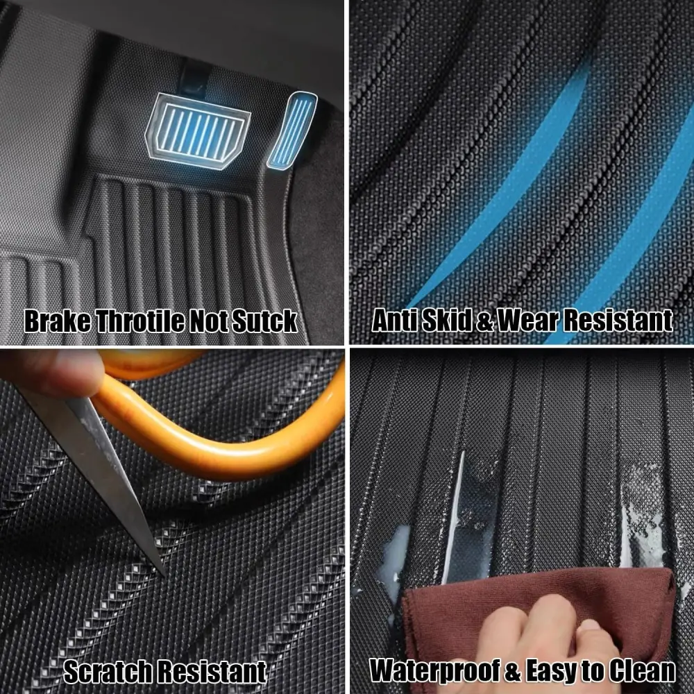 For Tesla Model X 2016-2020 TPE Floor Mats,5/6/7 Seater All Weather Waterproof Anti-Slip Trunk Liners Interior Accessories