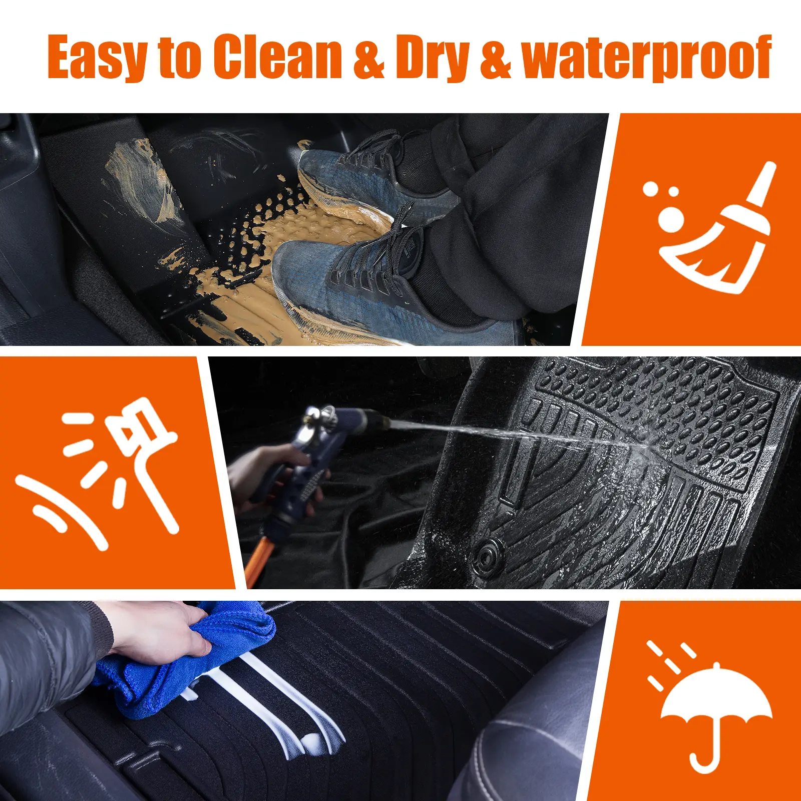 TPE Rubber Car Floor Mats For 12-18 Ford Focus All-Weather