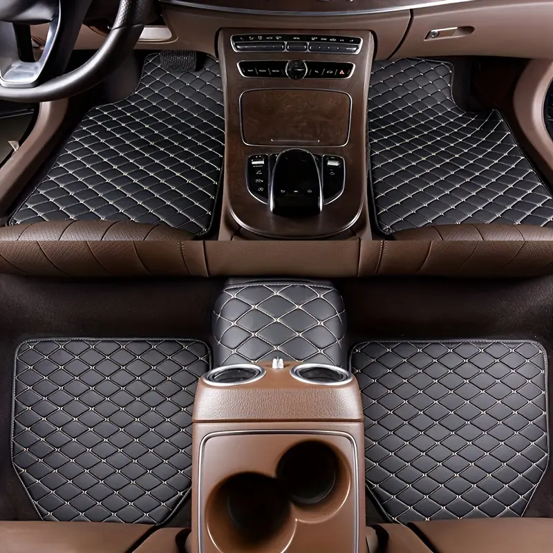 5Pcs Car Floor Mats PU Leather Waterproof Auto Foot Pad Protector pads Fashion Universal Car Carpet Cushion For All Seasons