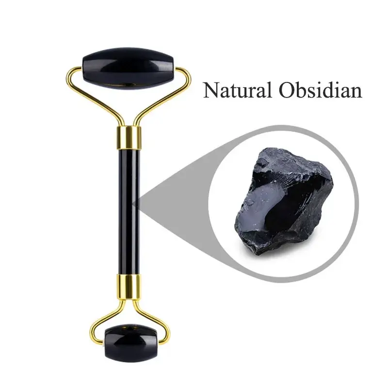 1Pcs Obsidian Jade Roller Gua Sha Natural Jade Scraper Black Gouache Guasha Yoni Egg Massagers For Face Lift Spa Anti-Aging Tool