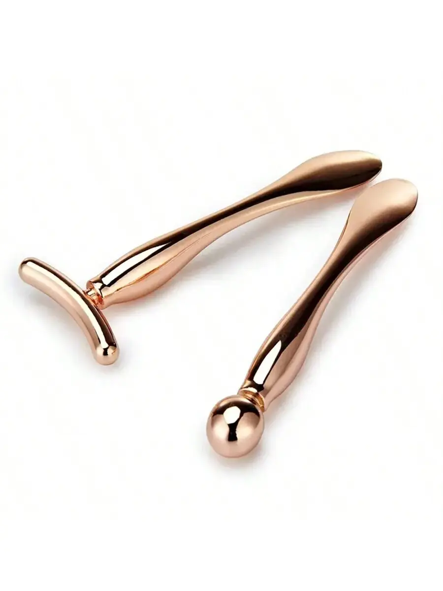 2Pcs Face & Eye Massager Set Facial Firming Eliminate Eye Bags Metal Massage Wand Eye Cream Applicator Women Skin Care Tools
