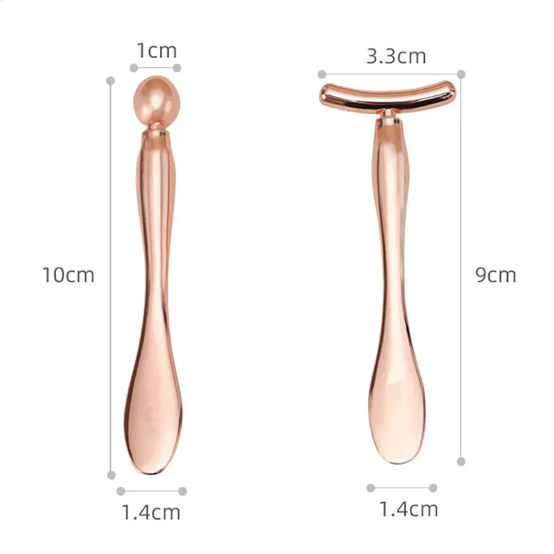 2Pcs Face & Eye Massager Set Facial Firming Eliminate Eye Bags Metal Massage Wand Eye Cream Applicator Women Skin Care Tools