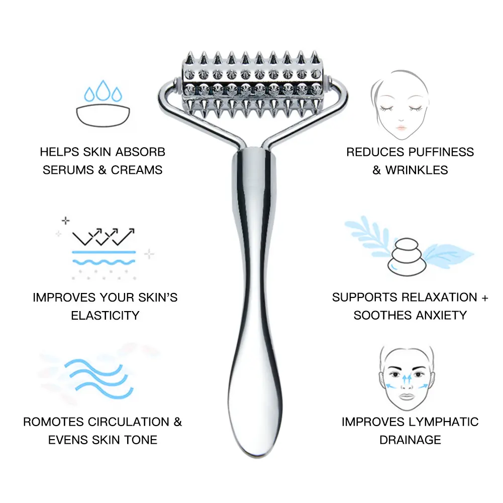 Face Roller Massage Zinc Alloy Facial Neck Spatula Roller Massager to Improve Fine Line Anti Wrinkle Acne Shrink Pores Skin Care