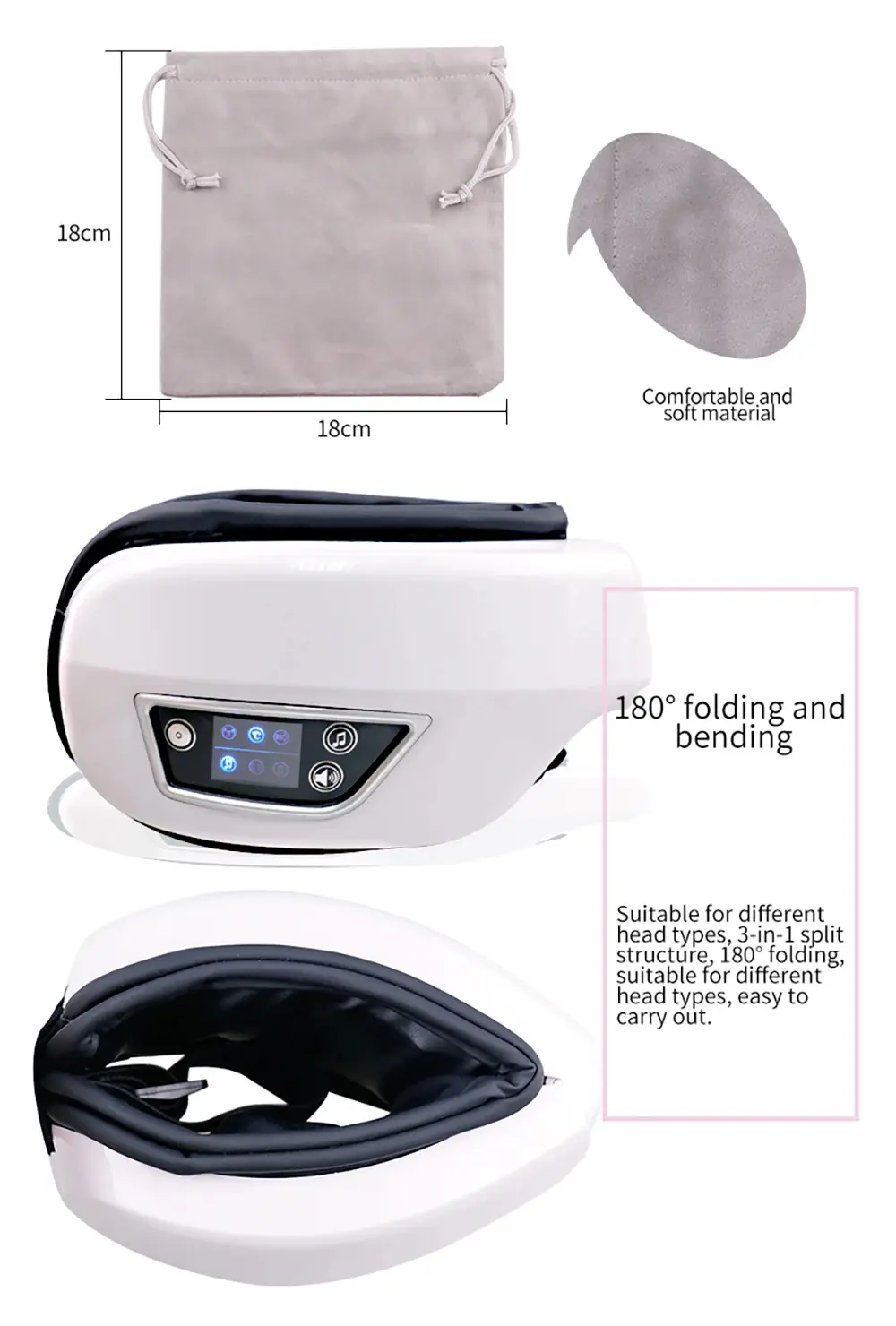 6D Smart Vibration Eye Massager Airbag Compress Eye Care Instrument Bluetooth Music Eye Massage Sleep Mask Eye Relax Fatigue
