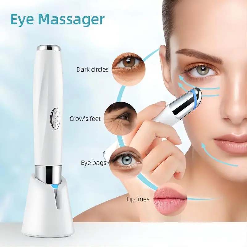5 In 1 Eye Beauty Device Facial Massager Led Red Light Therapy Wand for Relax Eye Dark Circles Eye Bags Puffiness Skincare Tool