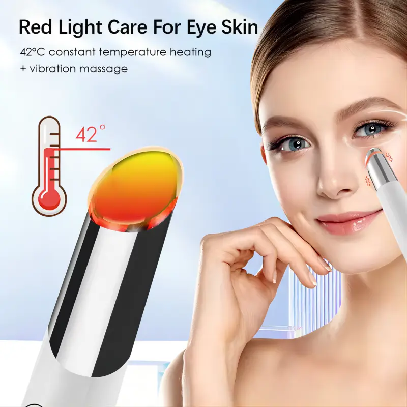 5 In 1 Eye Beauty Device Facial Massager Led Red Light Therapy Wand for Relax Eye Dark Circles Eye Bags Puffiness Skincare Tool